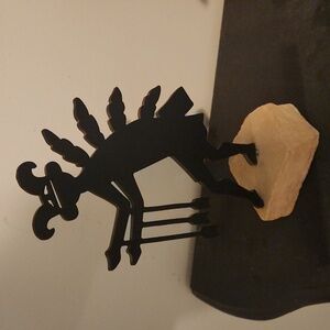 Black Metal Kokopelli Silhouette Sculpture